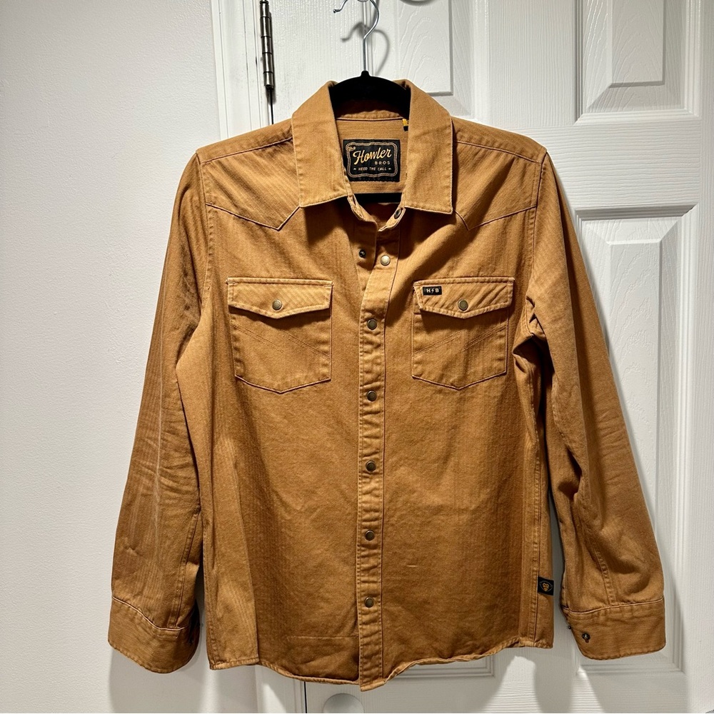 Howler Brothers Dust-Up Denim Snapshirt - Size Small - Brown